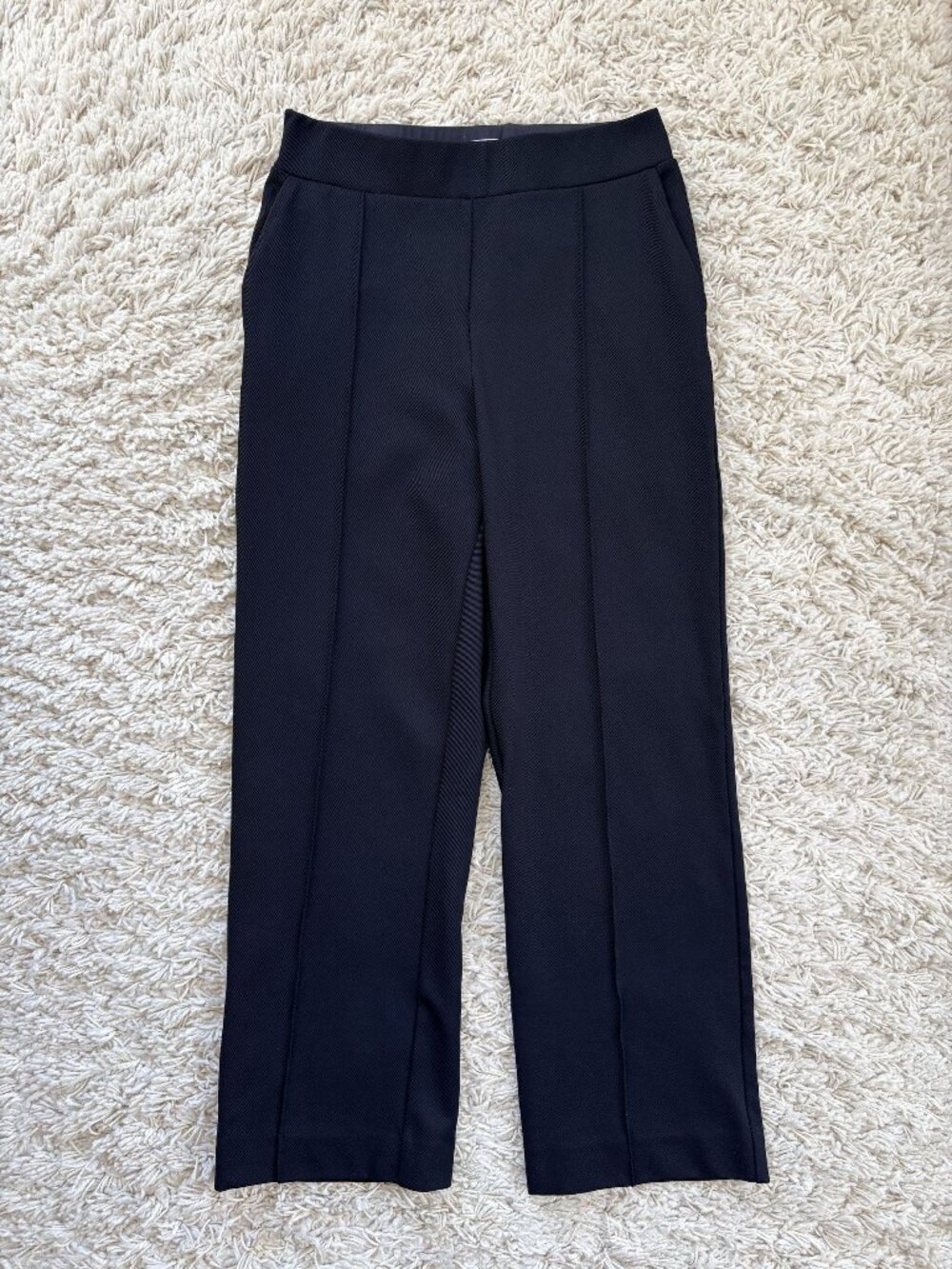 The Fold London Black Clever Crepe Trouser Pants Pull On Pintucked US 8 UK 12